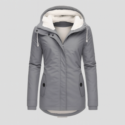 Winterjacke für Damen mit Kapuze und kuscheligem Futter – lange Ärmel