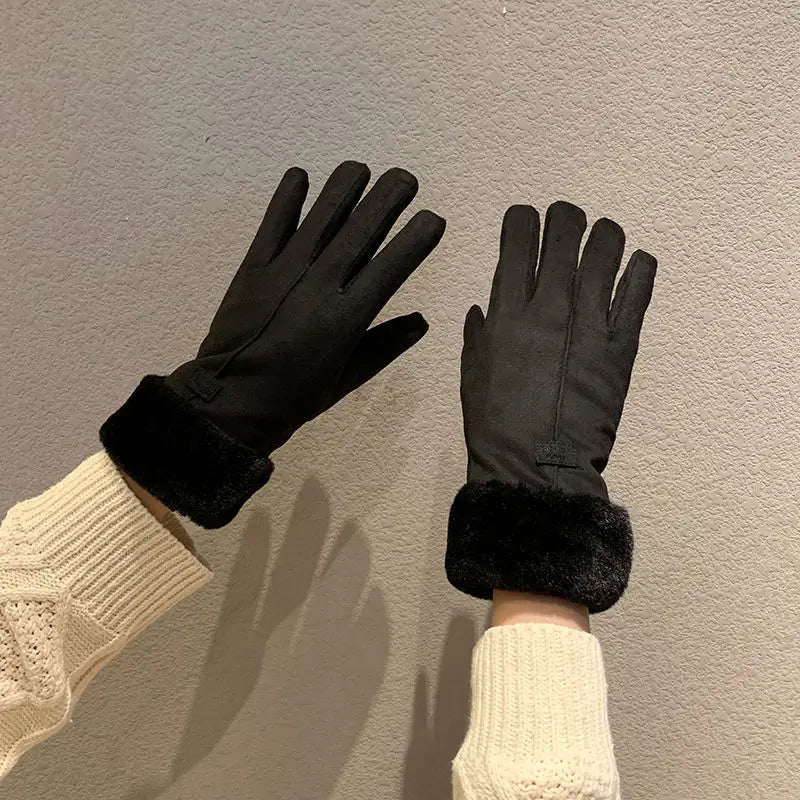 Avelena | Damen Winter Furry Handschuhe - Ganze Finger Touchscreen Fäustlinge