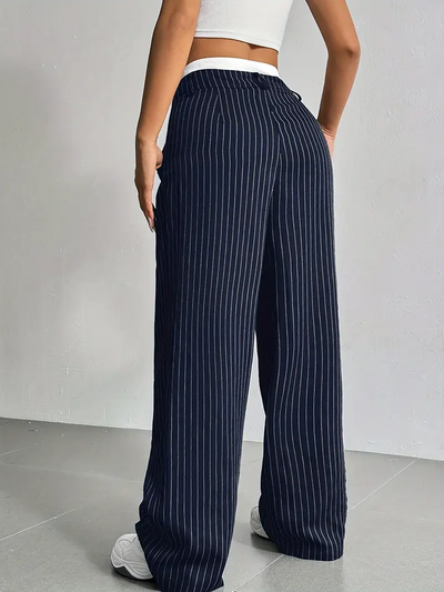 Gestreifte Damen Stoffhose