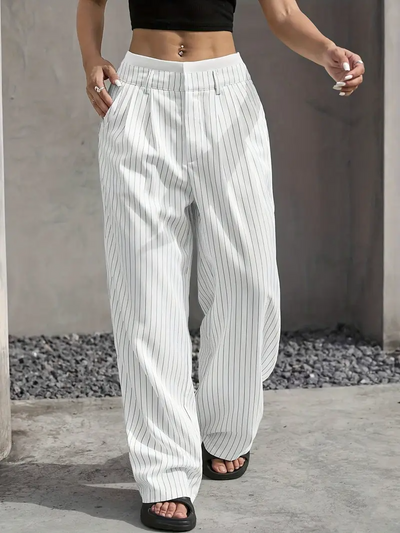 Gestreifte Damen Stoffhose