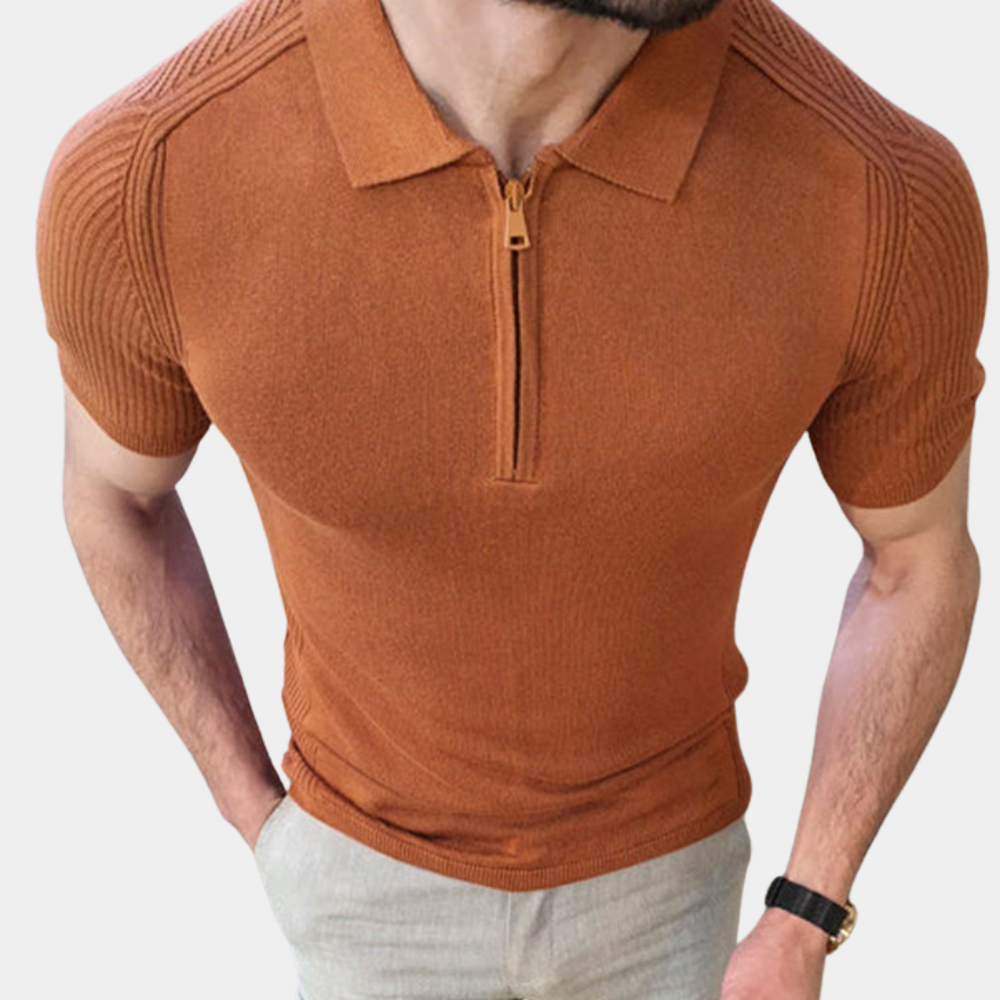 Herren Poloshirt mit Reißverschluss - Casual Eleganz - Baumwolle