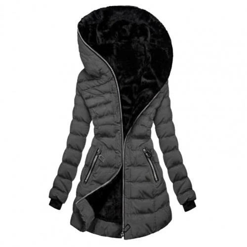 Damen Reißverschluss Puffer Langarm Jacke | Kapuze