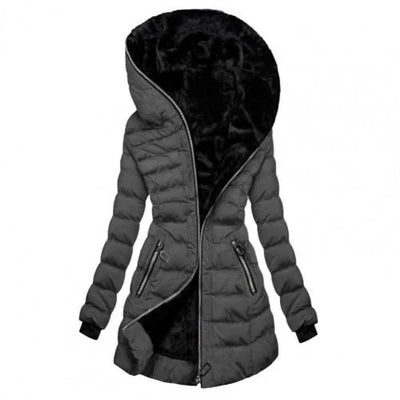 Damen Reißverschluss Puffer Langarm Jacke | Kapuze