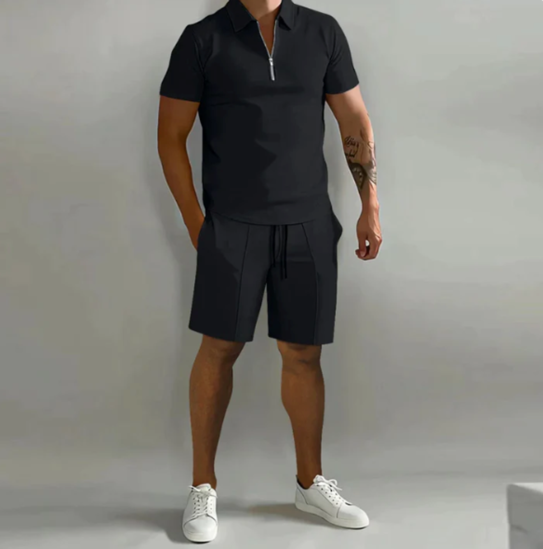 Herren Sportset Polo mit Reißverschluss und Shorts Sommerstyle - Dario