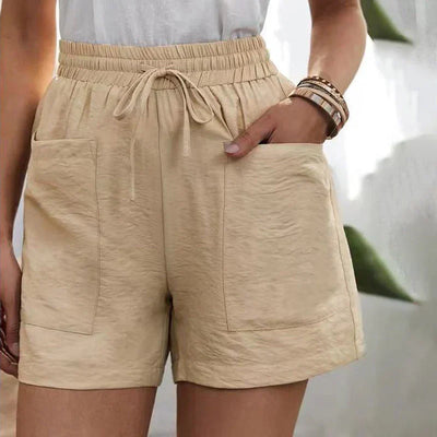 Damen Leinen-Shorts mit hoher Taille und Kordelzug – luftig für den Sommer