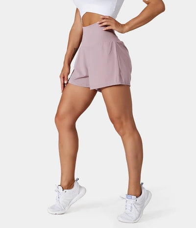 Phoebe |  2-in-1 Yoga-Shorts mit hoher Taille und Seitentaschen