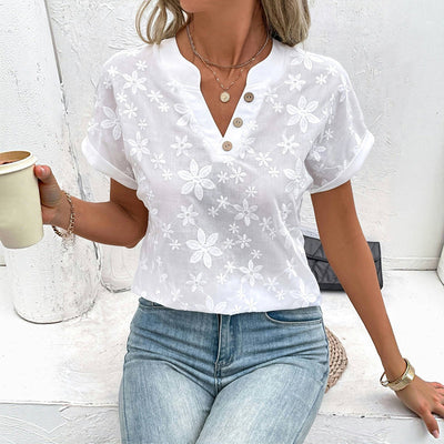 Stef | Elegante floral bestickte Bluse