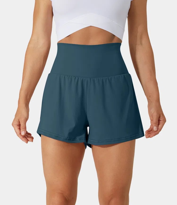 Phoebe |  2-in-1 Yoga-Shorts mit hoher Taille und Seitentaschen