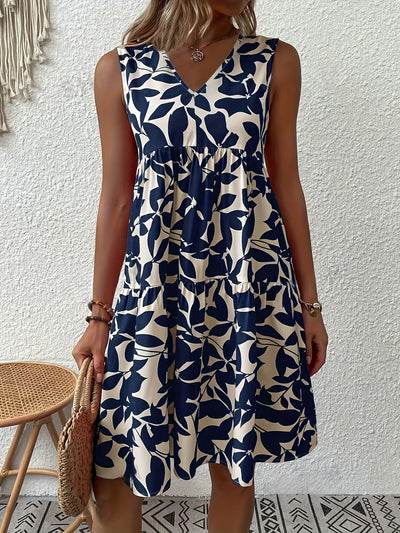 Christabel | V-Ausschnitt-Tankkleid mit Pflanzendruck