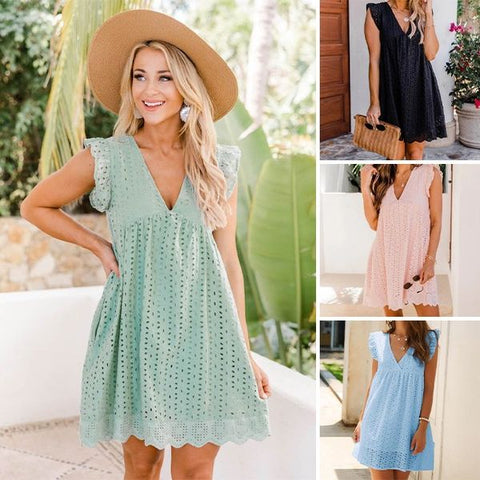 Katie | Kleid mit Taschen und V-Ausschnitt