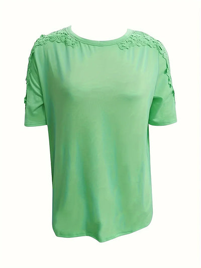 Addison | Elegantes Sommer Kurzarm-T-Shirt mit Spitze