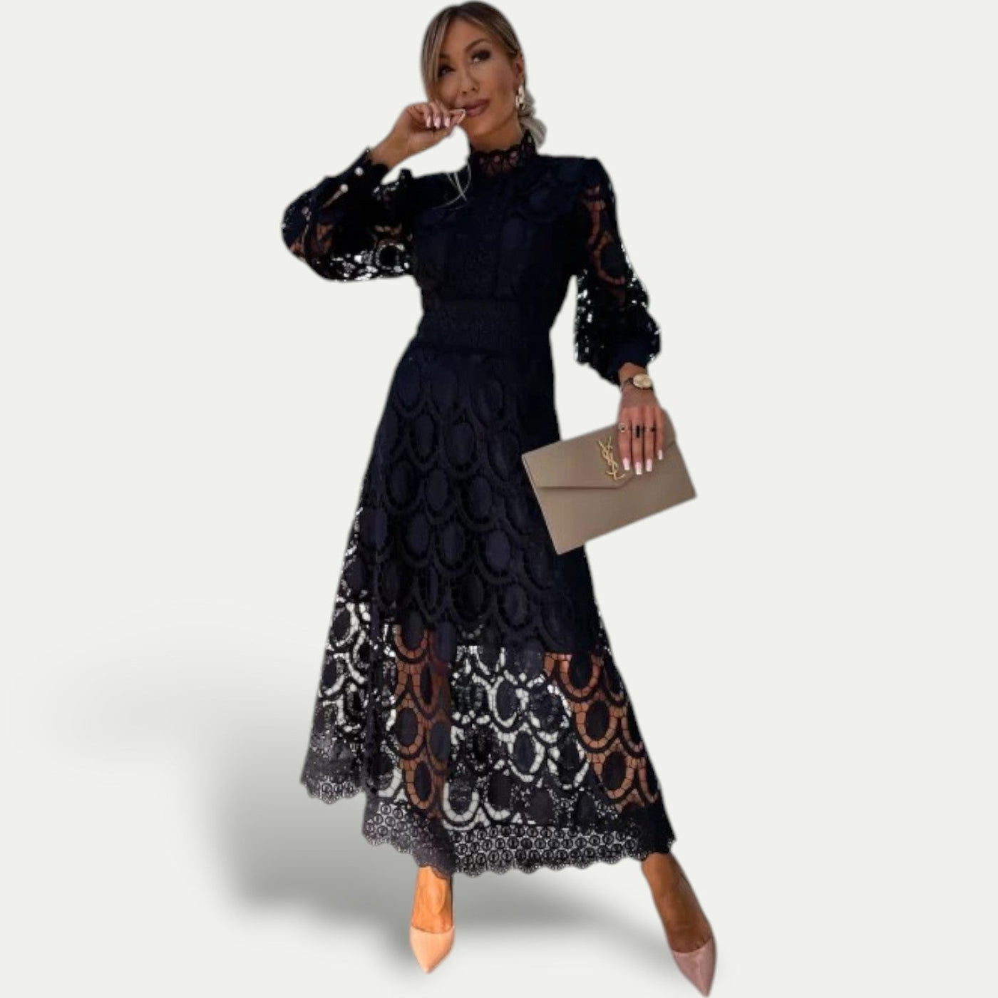 Alissa – Elegantes Spitzen-Midi-Kleid