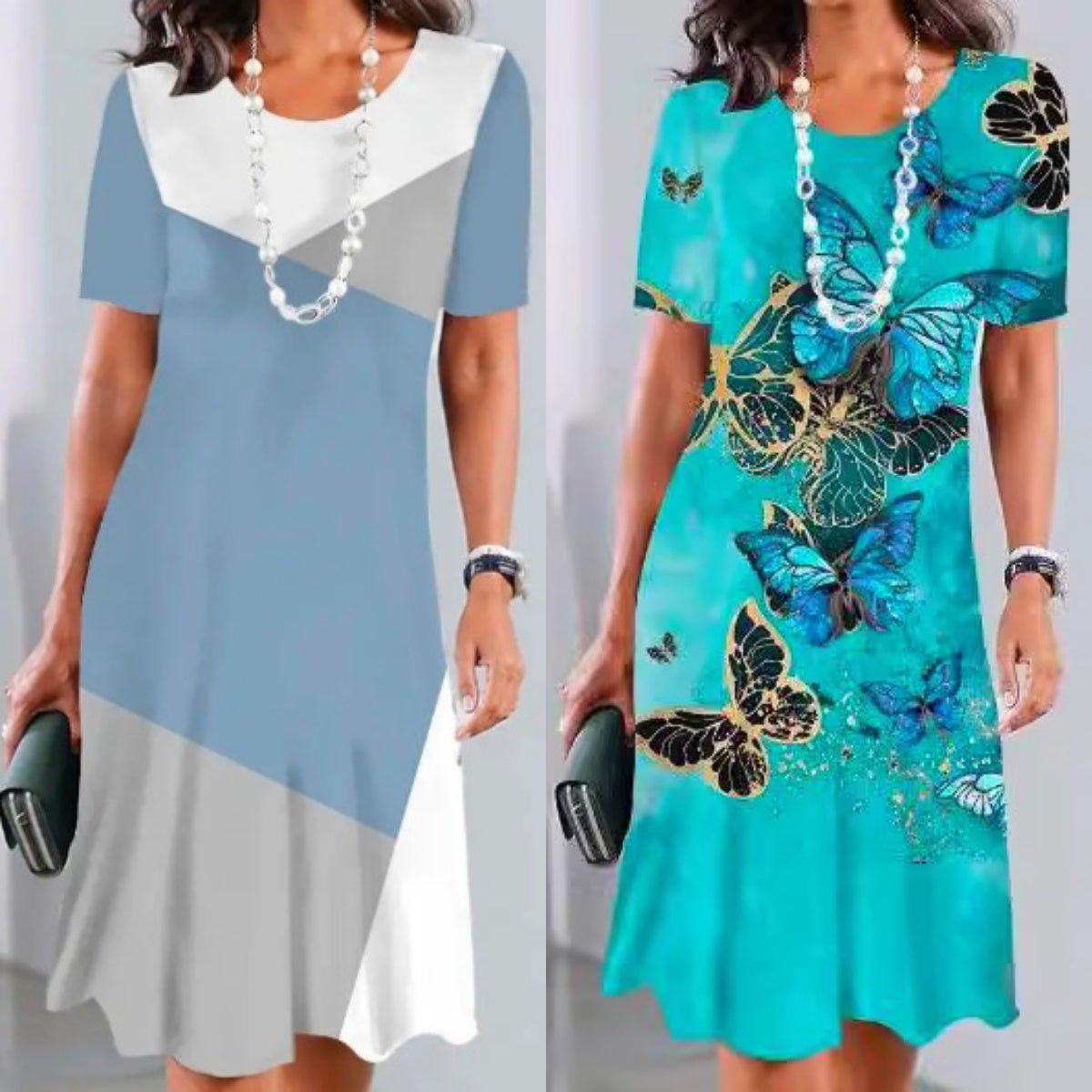 Amarisa - Plissierte Robe mit Farbblöcken und elegantem Falten-Design