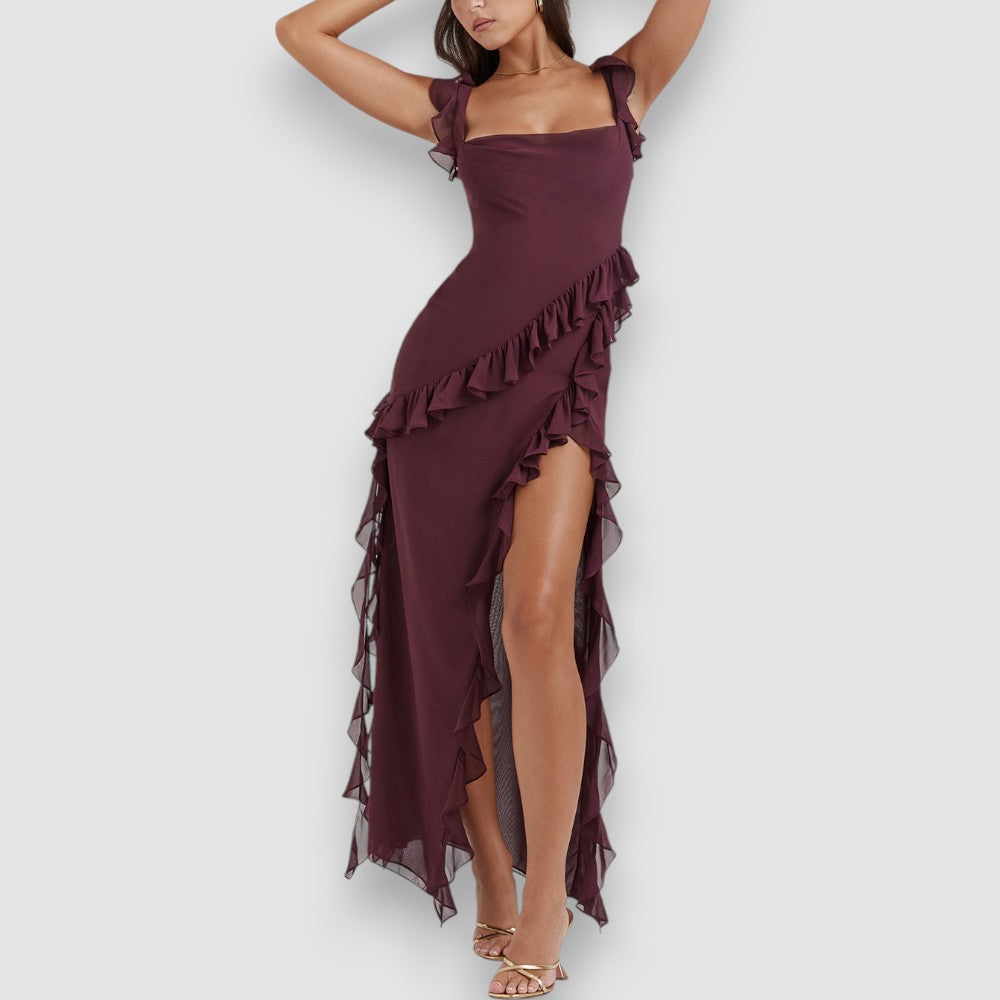 Giorgia | Langes Kleid mit Rüsche