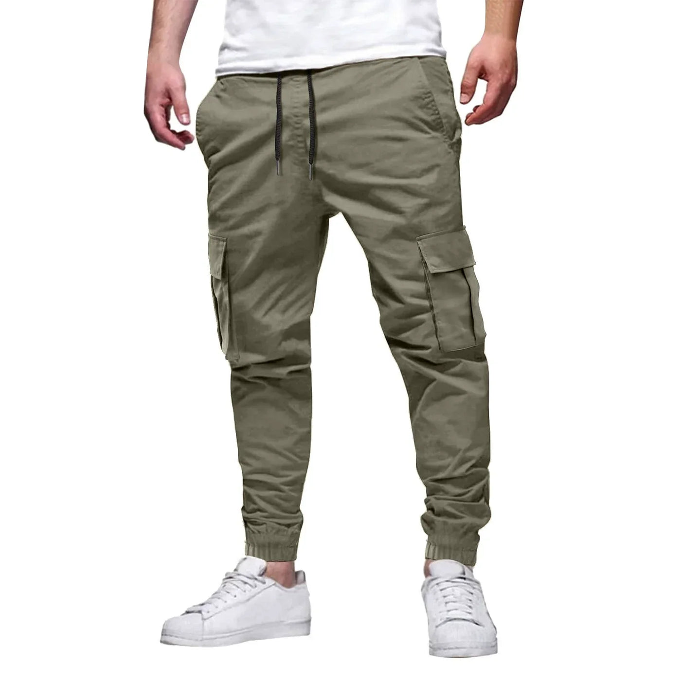 Herren Cargo-Jogger-Hose - Slim Fit - Stretch-Baumwolle - elastischer Bund und Knöchelbündchen