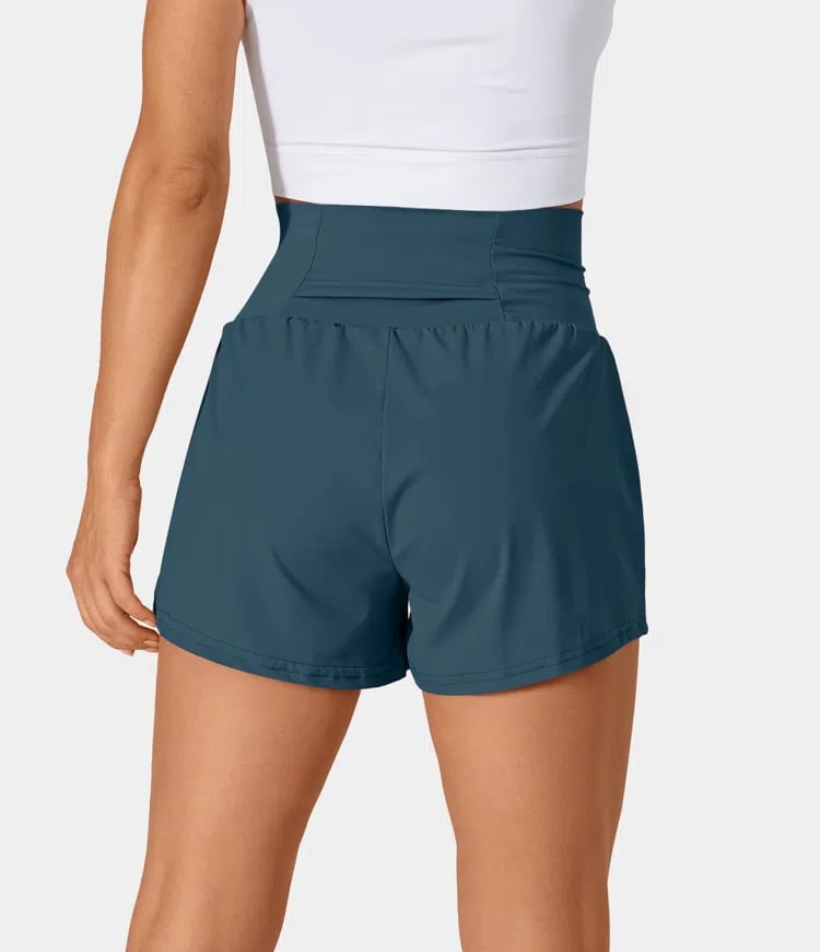 Phoebe |  2-in-1 Yoga-Shorts mit hoher Taille und Seitentaschen