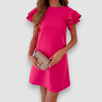 Mindi | Gekräuseltes, mehrlagiges Minikleid mit kurzen Ärmeln