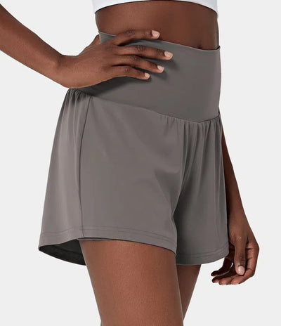 Phoebe |  2-in-1 Yoga-Shorts mit hoher Taille und Seitentaschen