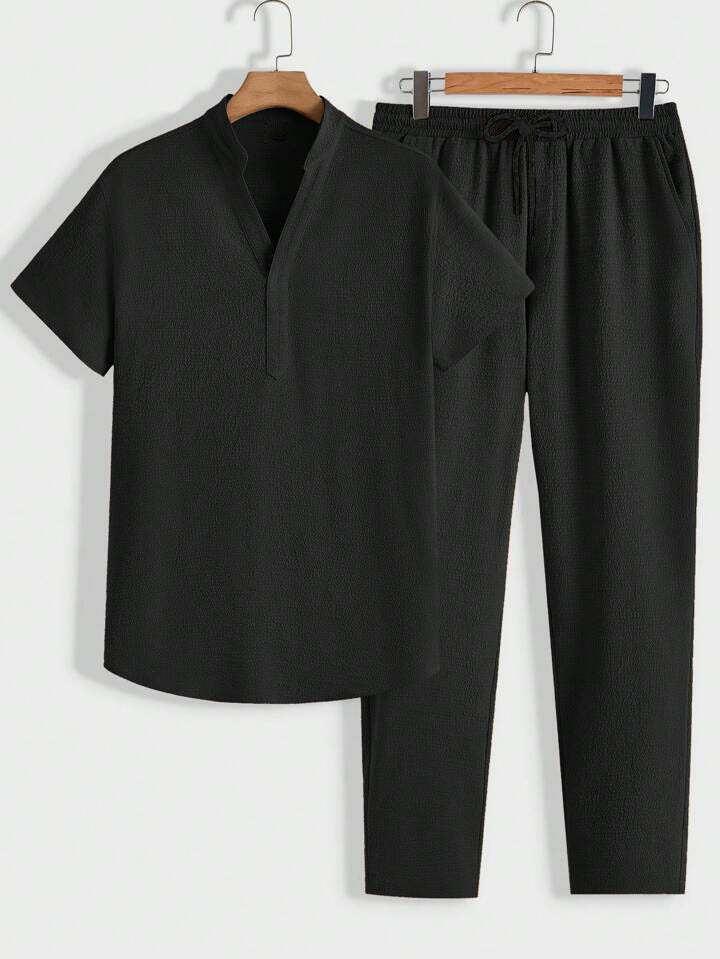 Modernes Herren Lounge-Set | Polo mit Stehkragen & Hose