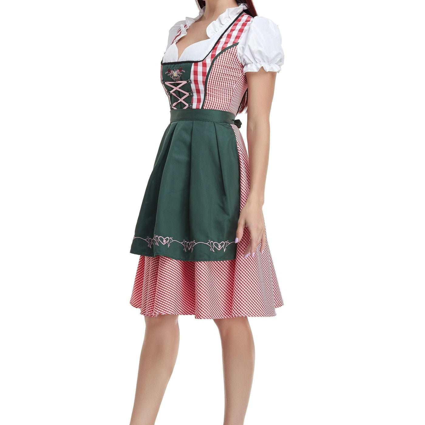 Damen Traditionell Midi Oktoberfest Dirndl Kleid