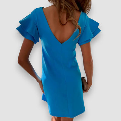 Mindi | Gekräuseltes, mehrlagiges Minikleid mit kurzen Ärmeln