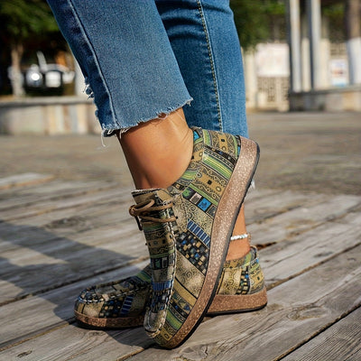 Damen Vintage Geometrisch Gedruckte Schuhe