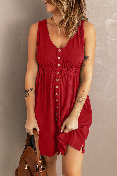 Ärmelloses Kleid mit Knöpfen für Damen