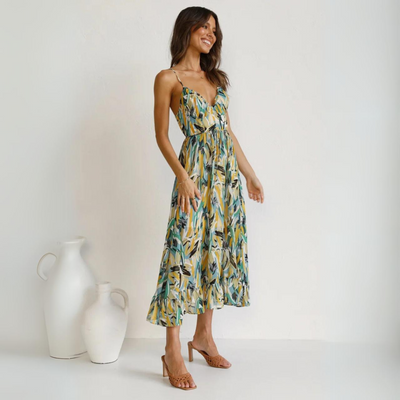 Sommerkleid mit Muster und Rückenfrei-Design – Elora