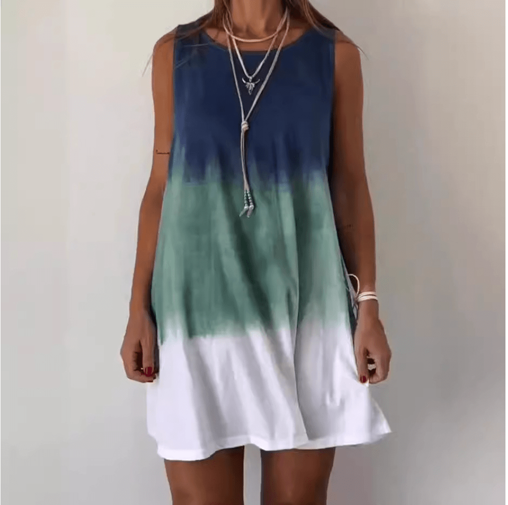 Cayana – Stilvolles Mini Kleid mit Gradient Tie Dye Muster