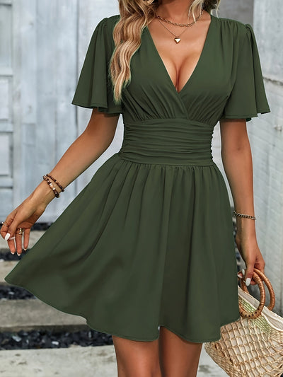 Helen - Kleid mit V-Ausschnitt und Falten für Damen