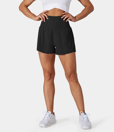 Phoebe |  2-in-1 Yoga-Shorts mit hoher Taille und Seitentaschen
