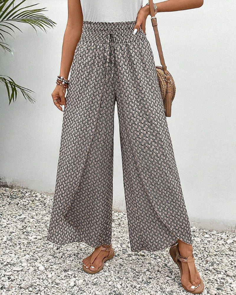 Daniella - Damenhose mit weitem Bein und geometrischem Print