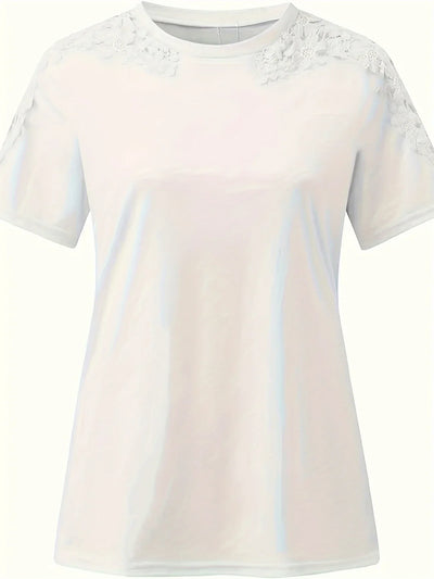 Addison | Elegantes Sommer Kurzarm-T-Shirt mit Spitze