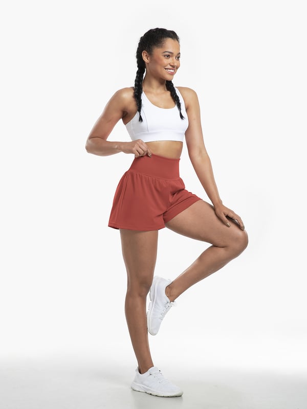 Phoebe |  2-in-1 Yoga-Shorts mit hoher Taille und Seitentaschen
