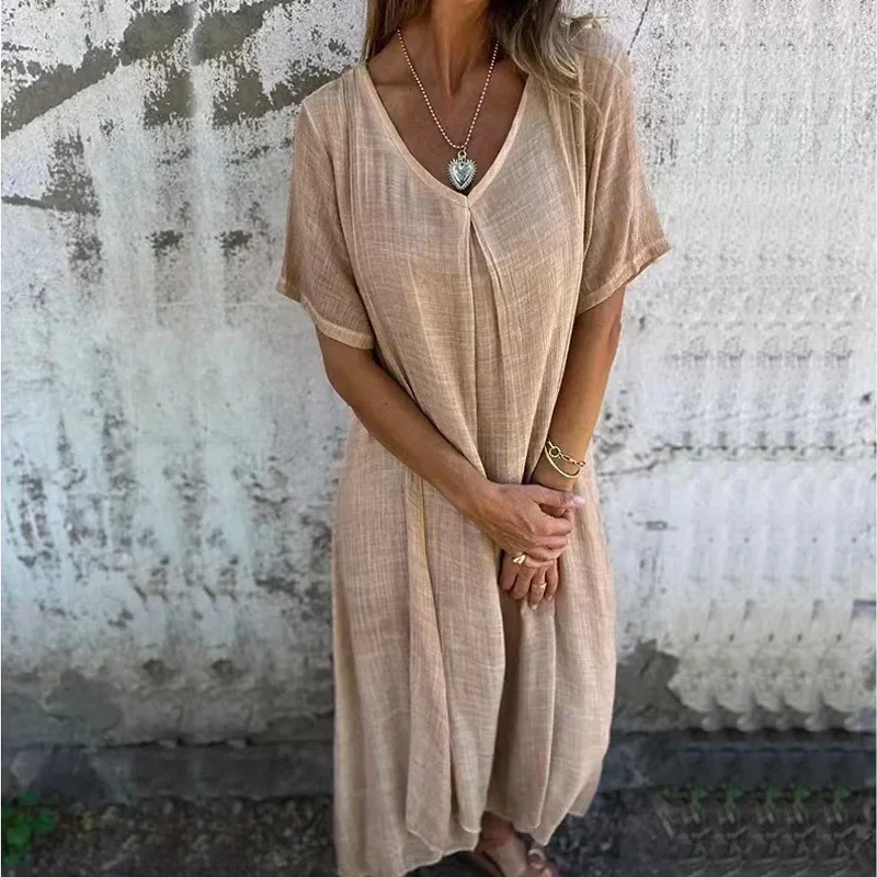 Leni | Kleid mit V-Ausschnitt und Seitentaschen