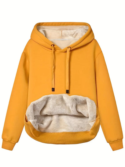 Damen Hoodie mit Fleece-Innenfutter und hohem Kragen