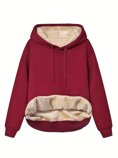 Damen Hoodie mit Fleece-Innenfutter und hohem Kragen