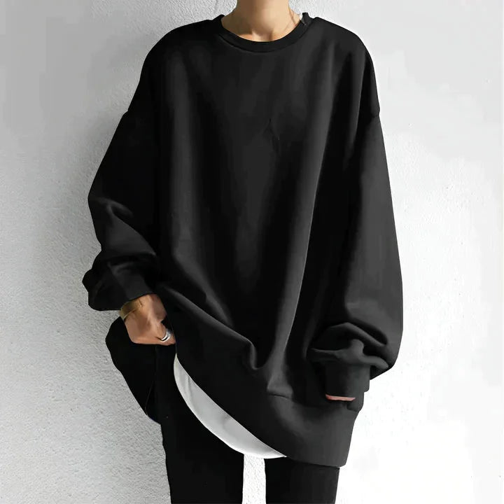 Damen Oversized Pullover mit Rundhalsausschnitt und langen Ärmeln
