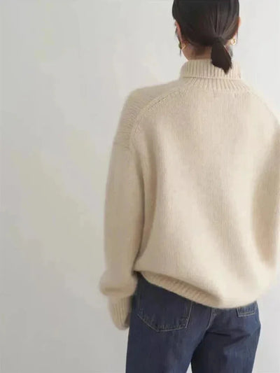 Oversize Damen Rollkragenpullover mit überschnittenen Schultern