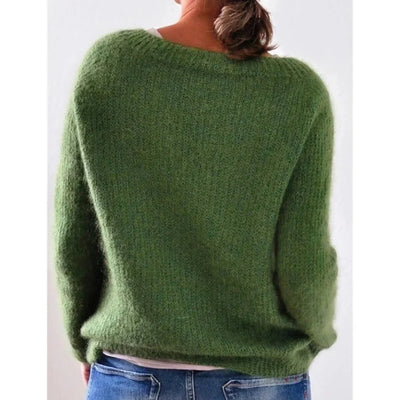 Damen Strickpullover in Grün mit Rundhalsausschnitt
