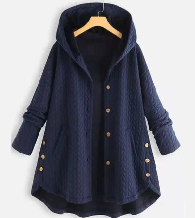 Damen Strickjacke mit Kapuze und Knöpfen
