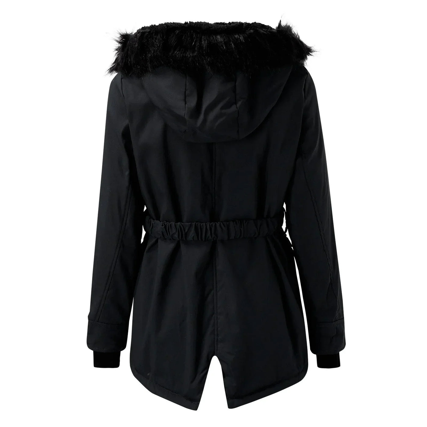 Damen Winterjacke mit Fellkapuze und Taschen