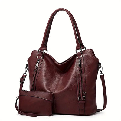 Stylische Retro-Tasche mit mehreren Fächern aus weichem Leder