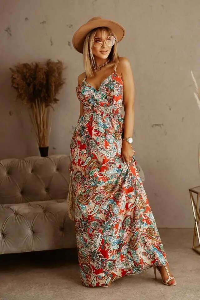 Boho Maxikleid mit Blumenmuster für den Sommer – Yara