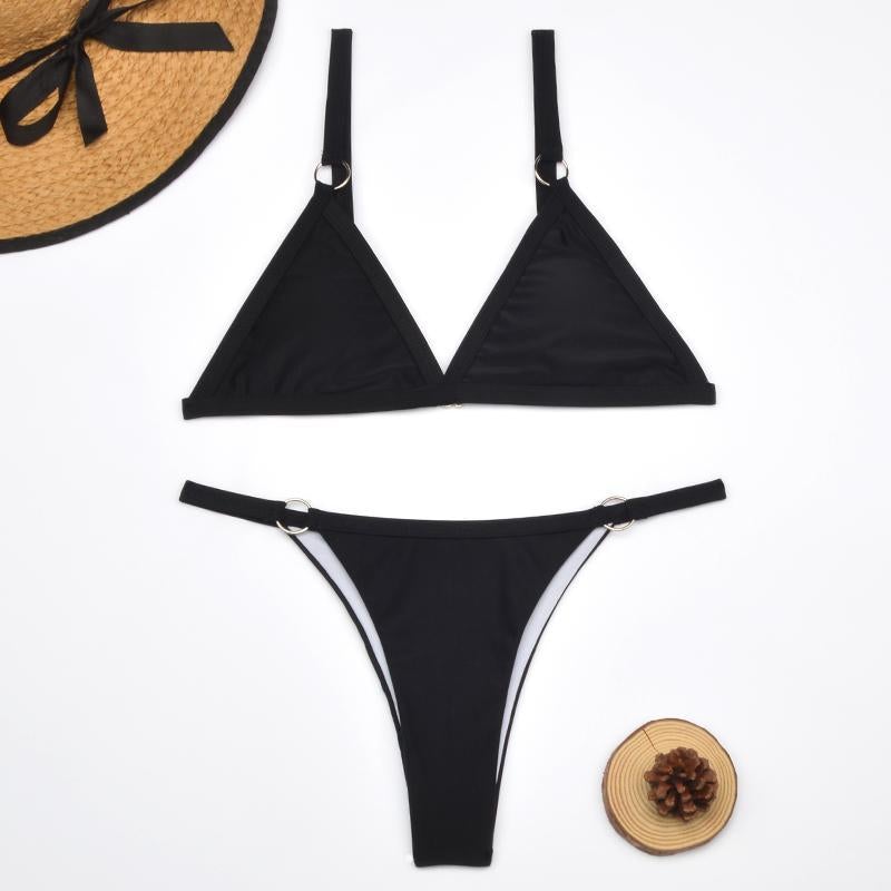 Triangel Bikini Set Damen – Veganleder Look, Verstellbar
