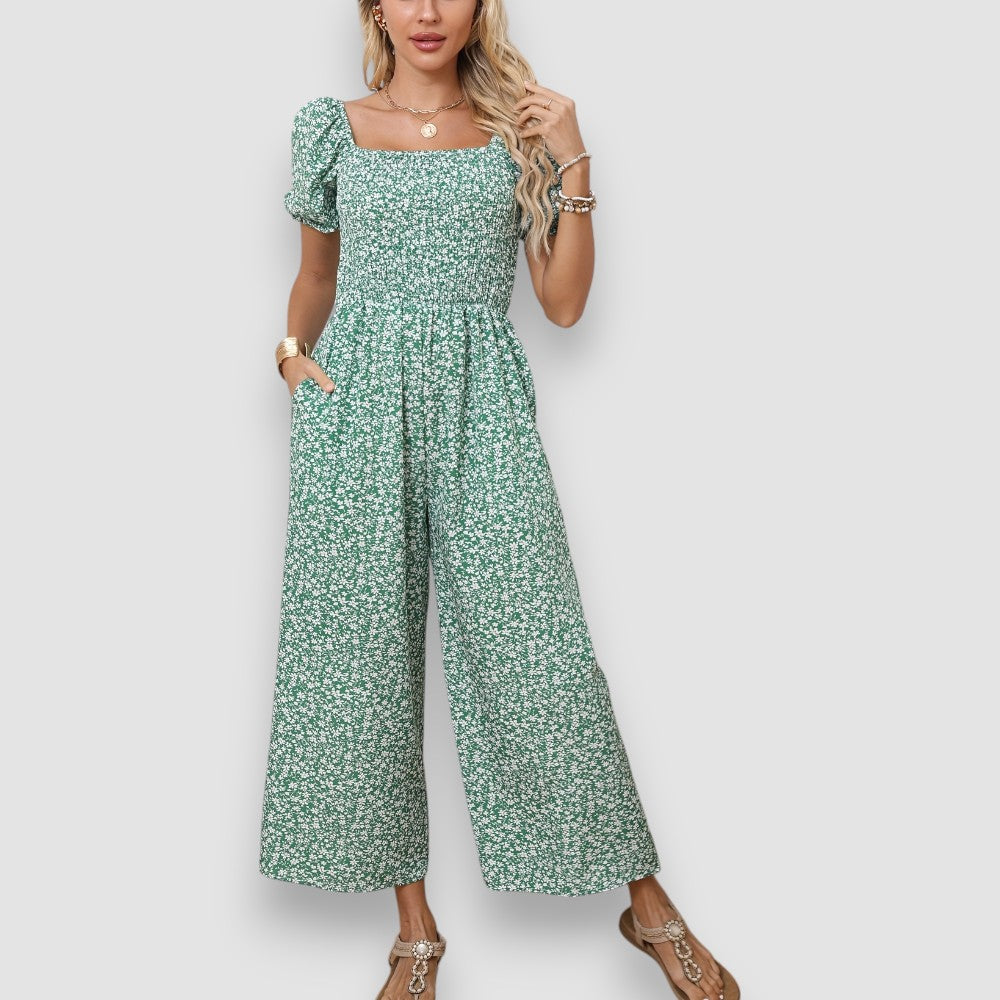 Zala | Blumendruck Weite Beine Jumpsuit