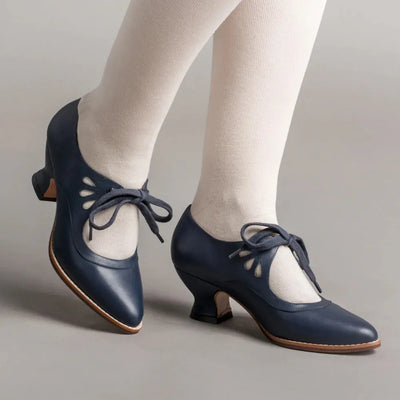 Angela Orthopädische Mary Jane Sandalen aus PU-Leder mit Niedrigem Absatz und Schnürverschluss