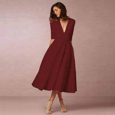 Esila – Elegantes Midi-Abendkleid aus hochwertigen Stoffen