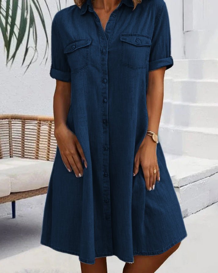 Esmé – Stilvolles Denim-Kleid mit Knopfleiste