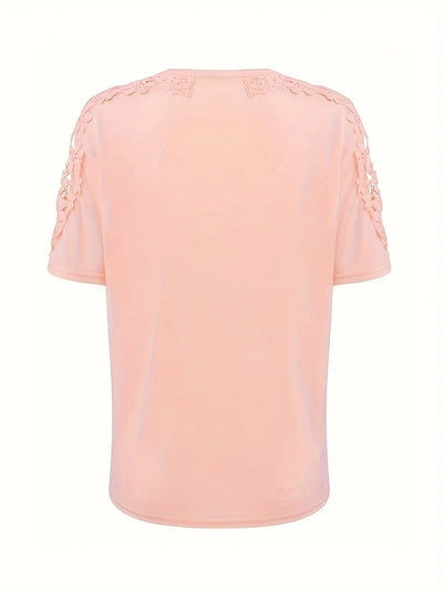 Addison | Elegantes Sommer Kurzarm-T-Shirt mit Spitze